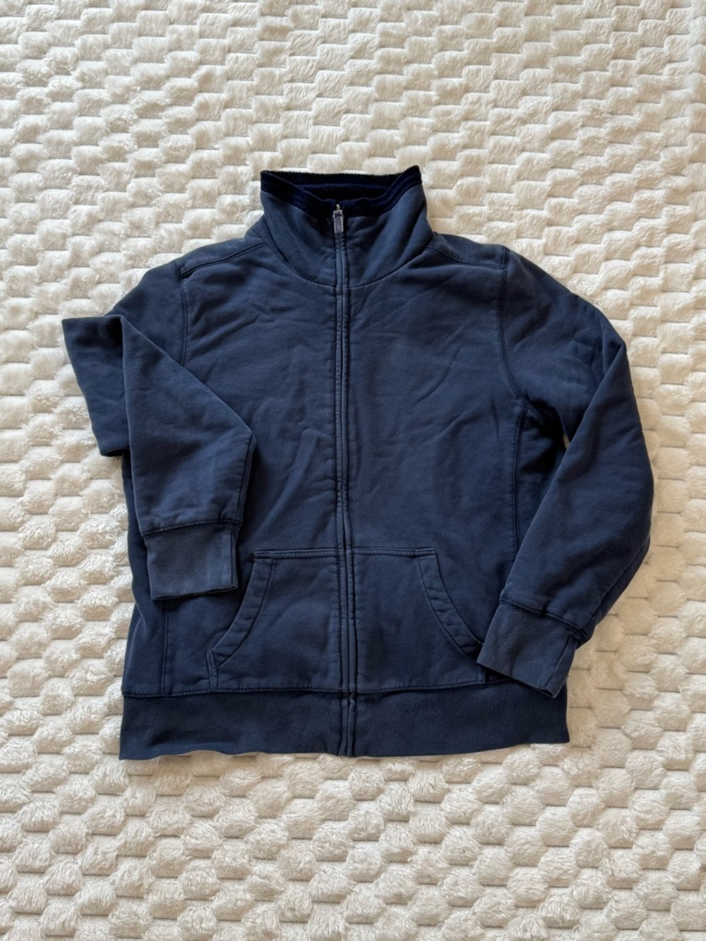 LL Bean Katahdin Iron Works Mens Large Navy Blue Sherpa Lined Full Zip Jacket